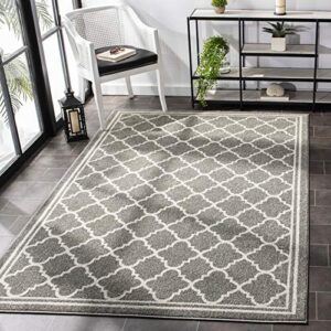 safavieh amherst collection 3′ x 5′ dark grey/beige amt422r moroccan trellis non-shedding living room bedroom accent rug