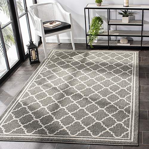 SAFAVIEH Amherst Collection 3' x 5' Dark Grey/Beige AMT422R Moroccan Trellis Non-Shedding Living Room Bedroom Accent Rug