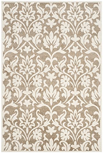 SAFAVIEH Amherst Collection 6' x 9' Wheat / Beige AMT424S Floral Non-Shedding Living Room Bedroom Dining Home Office Area Rug