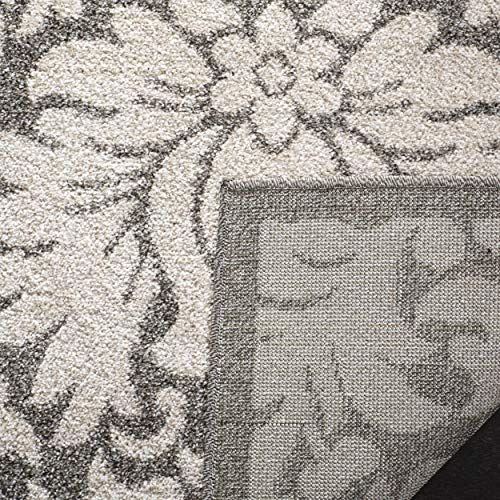 SAFAVIEH Amherst Collection 3' x 5' Dark Grey/Beige AMT427R Floral Damask Non-Shedding Living Room Bedroom Accent Rug