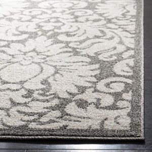 SAFAVIEH Amherst Collection 3' x 5' Dark Grey/Beige AMT427R Floral Damask Non-Shedding Living Room Bedroom Accent Rug