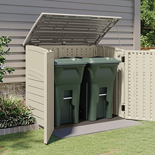 Suncast BMS2500 53 x 31.5 x 45.5 Horizontal 34 Cubic feet Resin Outdoor Storage Shed with Floor for Backyard, Garage, or Patio in Ivory (2 Pack)