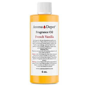 aroma depot french vanilla perfume/body oil (7 sizes) our interpretation, premium quality uncut fragrance oil sweet scent (4 ounce plastic bottle (120ml))