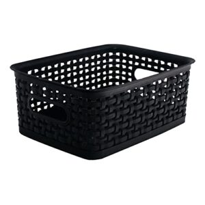 realspace® plastic weave bin, small size, 4″ x 7 1/2″ x 10″, black