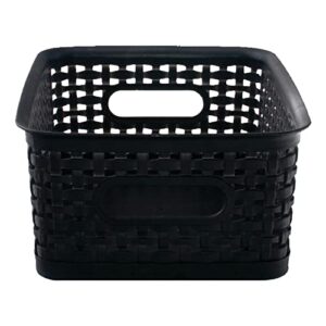 Realspace® Plastic Weave Bin, Small Size, 4" x 7 1/2" x 10", Black