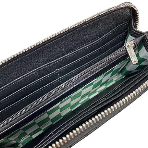Loungefly x Harry Potter D. Malfoy Slytherin Zip-Around Wallet (Grey/Green, One Size)