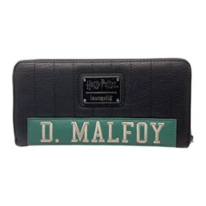 Loungefly x Harry Potter D. Malfoy Slytherin Zip-Around Wallet (Grey/Green, One Size)