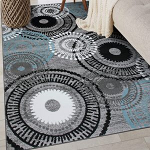 rugshop contemporary circles area rug 6′ 6″ x 9′ blue