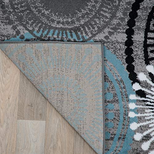 Rugshop Contemporary Circles Area Rug 6' 6" X 9' Blue