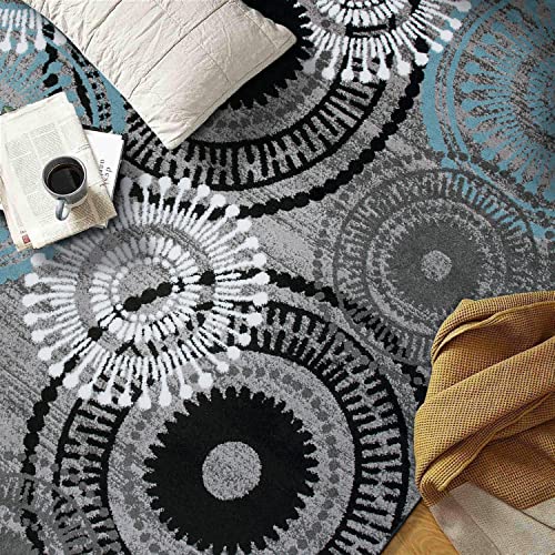 Rugshop Contemporary Circles Area Rug 6' 6" X 9' Blue