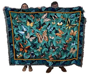 pure country weavers butterfly dance blanket by elena vladykina – garden floral gift tapestry throw woven from cotton – made in the usa (72×54)
