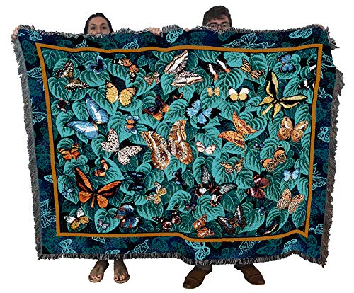 Pure Country Weavers Butterfly Dance Blanket by Elena Vladykina - Garden Floral Gift Tapestry Throw Woven from Cotton - Made in The USA (72x54)