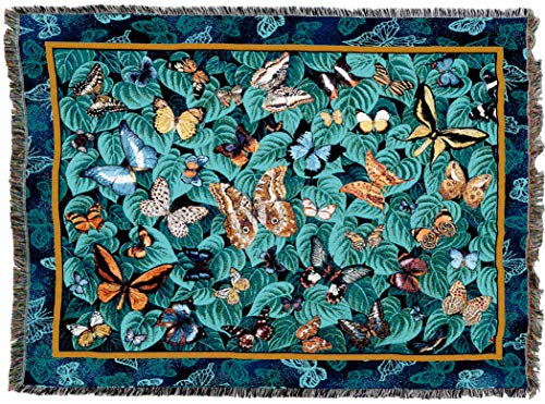 Pure Country Weavers Butterfly Dance Blanket by Elena Vladykina - Garden Floral Gift Tapestry Throw Woven from Cotton - Made in The USA (72x54)