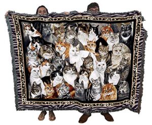 pure country weavers purrfect cats blanket by elena vladykina – gift for cat lovers – tapestry throw woven from cotton – made in the usa (72×54)