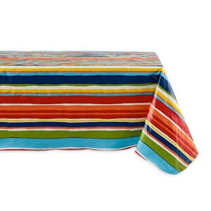 dii vinyl tabletop collection indoor/outdoor spill-proof flannel backed tablecloth, rectangle, 60×102, summer stripe