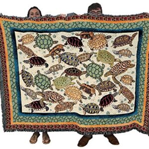 Pure Country Weavers Turtles Blanket by Elena Vladykina - Garden Floral Gift Tapestry Throw Woven from Cotton - Made in The USA (72x54)