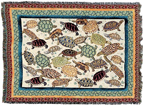 Pure Country Weavers Turtles Blanket by Elena Vladykina - Garden Floral Gift Tapestry Throw Woven from Cotton - Made in The USA (72x54)