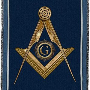 Pure Country Weavers Masonic Gold Square and Compass Blanket - Gift Tapestry Throw Woven from Cotton - Made in The USA (72x54)