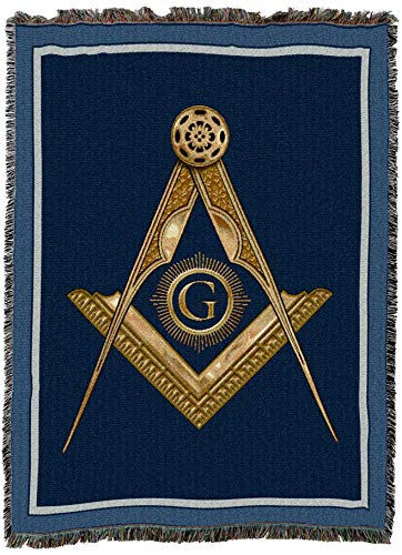 Pure Country Weavers Masonic Gold Square and Compass Blanket - Gift Tapestry Throw Woven from Cotton - Made in The USA (72x54)