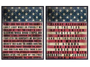 patriotic usa american flag sign poster photo set – vintage farmhouse shabby chic room wall art decoration, home, office decor – gift for military veteran, vets, republican patriots – 8×10 unframed