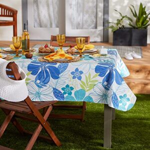 DII Summer Vinyl Tabletop Collection Flannel Backed Floral Tablecloth, Rectangle 60x84, Tropical Bahama