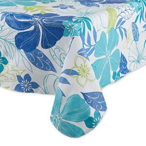 DII Summer Vinyl Tabletop Collection Flannel Backed Floral Tablecloth, Rectangle 60x84, Tropical Bahama