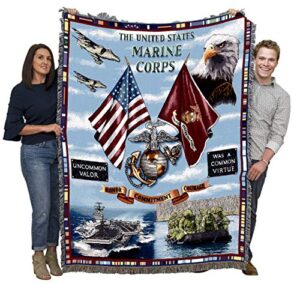 pure country weavers us marine corps – land sea air blanket – gift military tapestry throw woven from cotton – made in the usa (72×54)