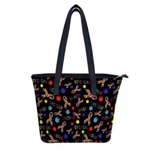 novelty fashion women handbag tote shoulder bag purse with long handle for work school shopping – autism awareness love