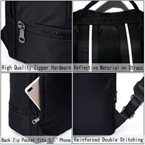 UTO Fashion Nylon Backpack Functional School Gym Sport Hiking Bag Reflective Straps E Black