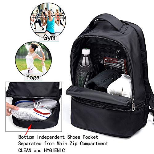 UTO Fashion Nylon Backpack Functional School Gym Sport Hiking Bag Reflective Straps E Black