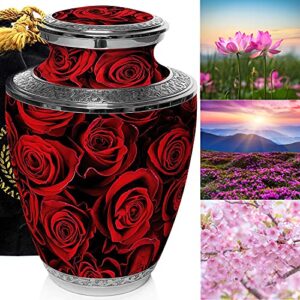 crimson rose urns for human ashes adult female large, xl or small urns for human ashes & urns for ashes adult female for home or burial – rose urn