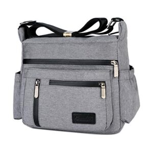 Wxnow Purses and Shoulder Handbags for Women Casual Travel Bag Messenger Cross Body Crossbody Bag Oxford Nylon Bags Purses Light Grey