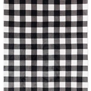 Safdie & Co. Flannel Printed Ribbed 48x60 White Plaid Ultra Soft Throw, Black - 65903.Z.06