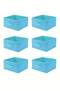 6 pcs new home storage bins organizer fabric boxes shelf basket drawer container (light blue)