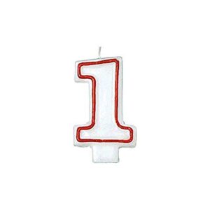 amscan red/white flat molded #1 candle | party supply