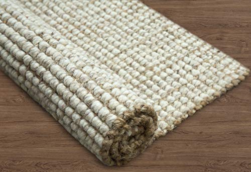 IRONGATE Wool and Jute Area Rug - Handwoven Reversible Textured Basketweave Accent Rug Carpet - Livingroom Bedroom Den Study Farmhouse Home Décor - Classic Modern Contemporary Gift - 3' x 5' - Natural