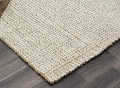 IRONGATE Wool and Jute Area Rug - Handwoven Reversible Textured Basketweave Accent Rug Carpet - Livingroom Bedroom Den Study Farmhouse Home Décor - Classic Modern Contemporary Gift - 3' x 5' - Natural