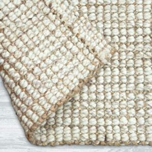 IRONGATE Wool and Jute Area Rug - Handwoven Reversible Textured Basketweave Accent Rug Carpet - Livingroom Bedroom Den Study Farmhouse Home Décor - Classic Modern Contemporary Gift - 3' x 5' - Natural