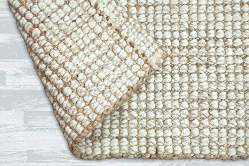 IRONGATE Wool and Jute Area Rug - Handwoven Reversible Textured Basketweave Accent Rug Carpet - Livingroom Bedroom Den Study Farmhouse Home Décor - Classic Modern Contemporary Gift - 3' x 5' - Natural