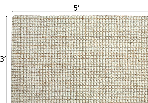 IRONGATE Wool and Jute Area Rug - Handwoven Reversible Textured Basketweave Accent Rug Carpet - Livingroom Bedroom Den Study Farmhouse Home Décor - Classic Modern Contemporary Gift - 3' x 5' - Natural