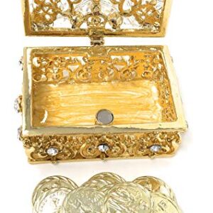 CB Accessories Wedding Unity Coins - Arras de Boda - Decorative Box with Rhinestone Crystals Keepsake 76 (Gold)