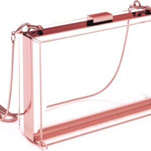 STEVENS PARRA Clear Clutch Purse for Women, use this Transparent Acrylic Bag as a Crossbody/Handbag. Gift Box Included. Small (ROSE GOLD)