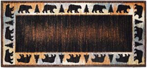 cozy cabin wandering bear accent rug, 24″x60″, brown
