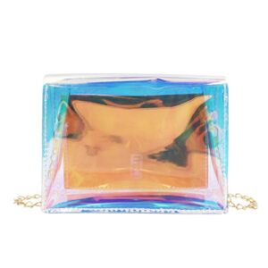 RARITYUS Transparent Holographic Clear Handbag Shoulder Crossbody Bag Messenger with Chains for Women Girls