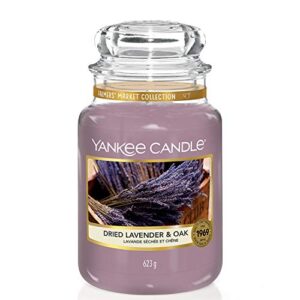 yankee candle large jar scented candle, lavender & oak, burns up to 150 hours, dries lavender and oak