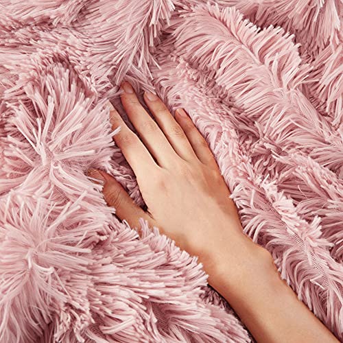 Hyde Lane Blush Pink Throw Blanket for Couch Sofa, Reversible Ultra Soft Faux Fur Fluffy Fuzzy Throw Blankets - 50x60 Rose Gold