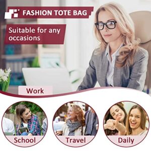 VASCHY Satchel Bag for Women, Faux Patent Leather Top Handle Handbag Work Tote Purse with Triple Compartments Burgundy