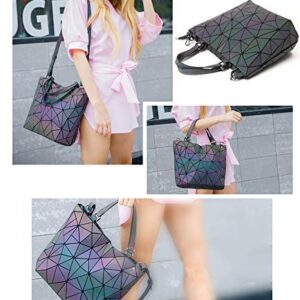 Geometric Luminous Purses and Handbags Holographic Reflective Crossbody Bag Wallet Flash Rainbow Tote NO.1P