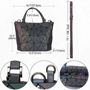 Geometric Luminous Purses and Handbags Holographic Reflective Crossbody Bag Wallet Flash Rainbow Tote NO.1P