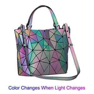 Geometric Luminous Purses and Handbags Holographic Reflective Crossbody Bag Wallet Flash Rainbow Tote NO.1P